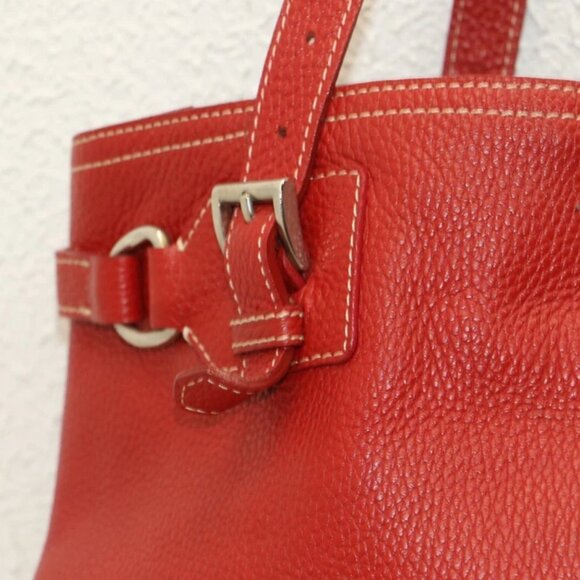 Prada Vitello Daino Leather Double Handle Tote Bag Satchel - Red - Picture 8 of 16